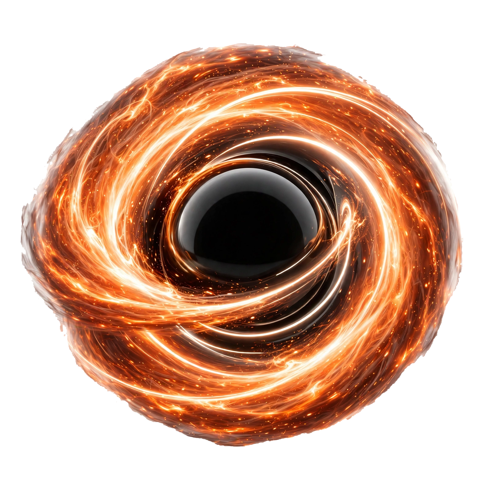 Repeatable Press singularity mark: an orange, fiery swirl circling a black core.